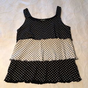 Ruffled three tier cotton tank cotton/poly blend